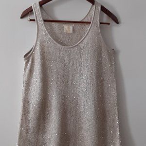 Sparkling Cream Dressy Tank Top - Really Pretty !